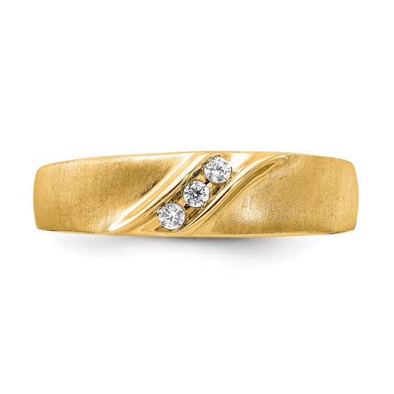 14k Yellow Gold Satin Diamond Men's Ring