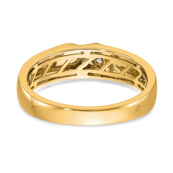 14k Yellow Gold Satin Diamond Men's Ring