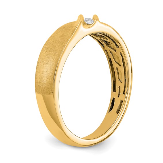 14k Yellow Gold Satin Diamond Men's Ring