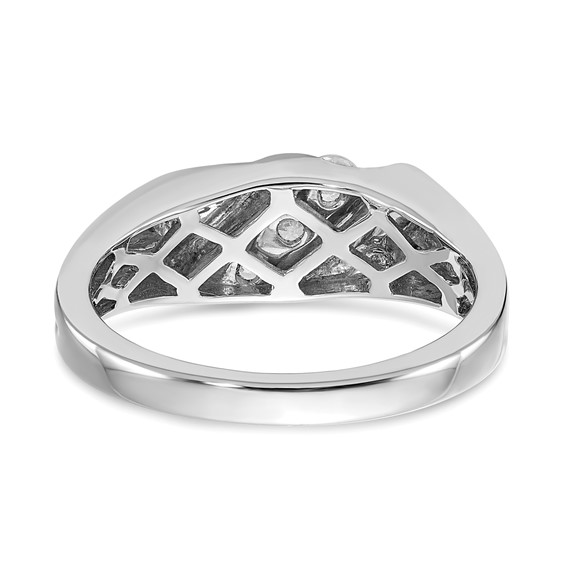 14k Two-tone 3-Stone 3/8 carat Diamond Complete Men's Ring