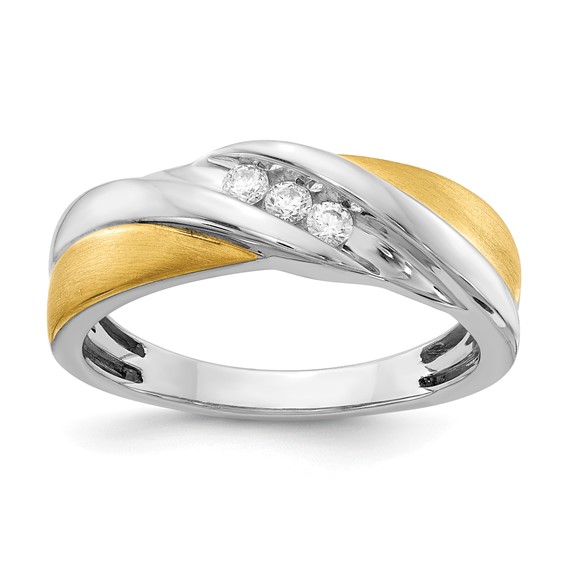 14k White & Yellow Gold Diamond Men's Ring Mounting