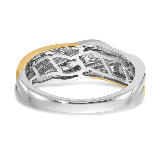 14k Two-tone 5-Stone 1/4 carat Diamond Complete Men's Ring