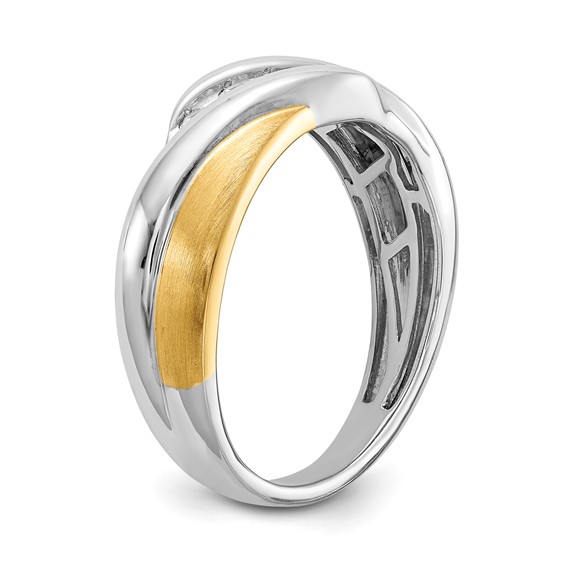 14k Two-tone 5-Stone 1/4 carat Diamond Complete Men's Ring