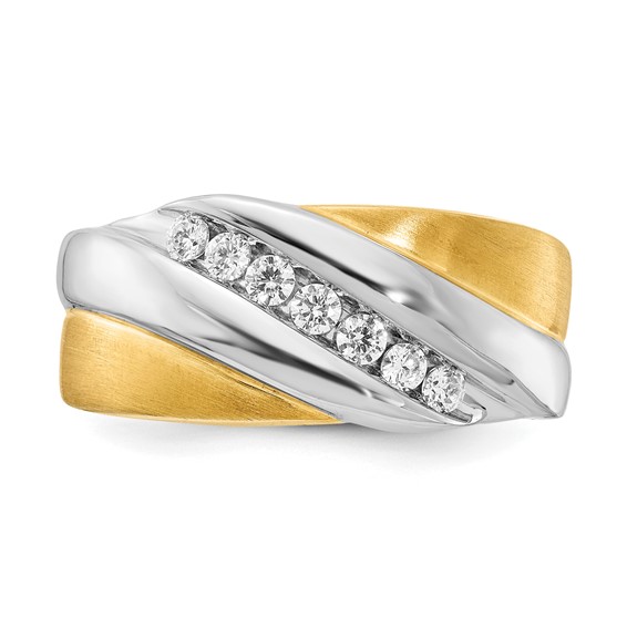 14k Two-tone 7-Stone 1/3 carat Diamond Complete Men's Ring