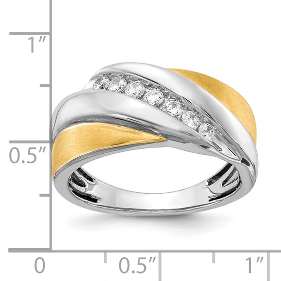 14k Two-tone 7-Stone 1/3 carat Diamond Complete Men's Ring