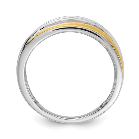 14k White & Yellow Gold Diamond Men's Ring,SATIN E/W
