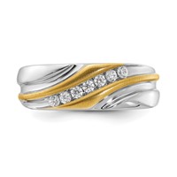 IBGoodman 14K Two-tone 0.25 Carat Lab Grown Diamond VS SI+ G+ Seven Stone Complete Men's Ring view 5
