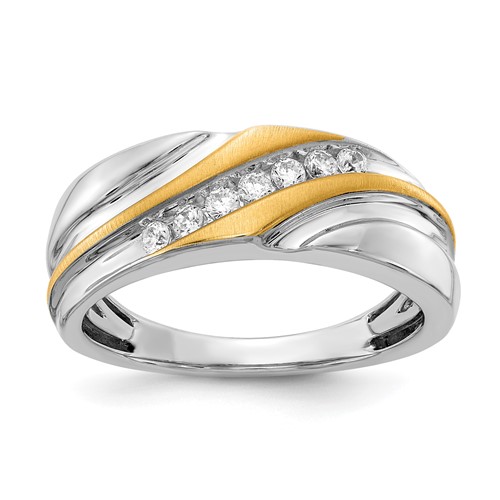 IBGoodman 14K Two-tone 0.25 Carat Lab Grown Diamond VS SI+ G+ Seven Stone Complete Men's Ring