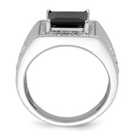 IBGoodman 14K White Gold 0.50 Carat Lab Grown Diamond VS SI+ G+ and Onyx Side Cross Men's Ring view 2