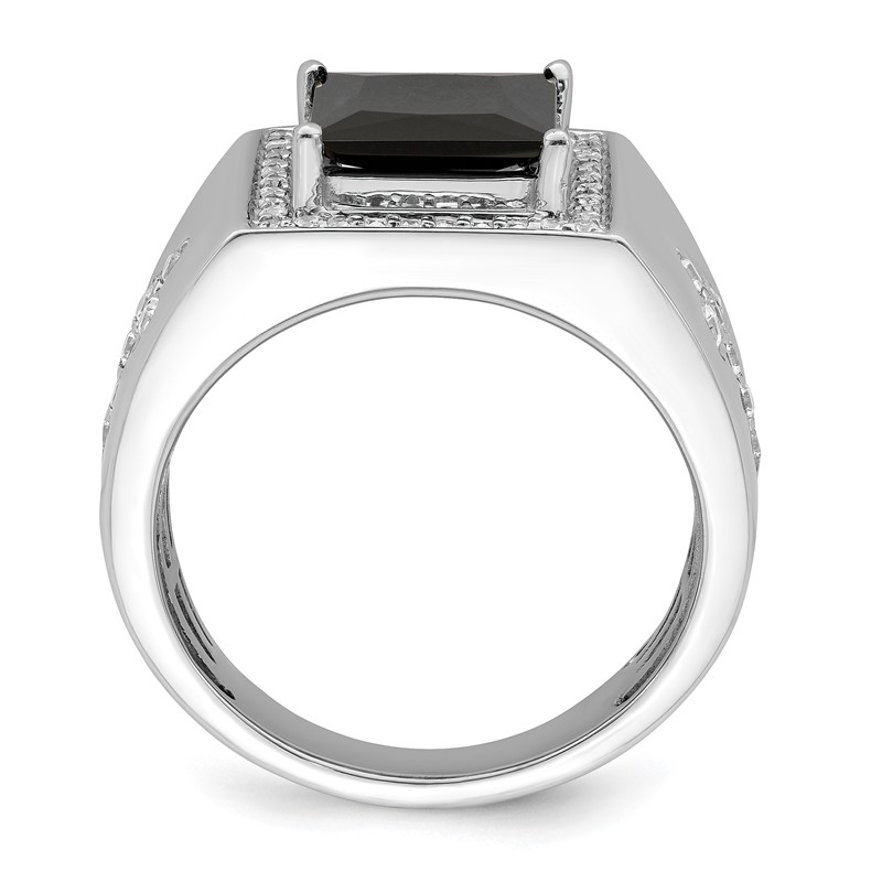 IBGoodman 14k White Gold 1/2 carat Lab Grown Diamond VS/SI+ G+ and Onyx Side Cross Men's Ring