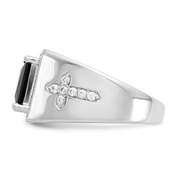 IBGoodman 14K White Gold 0.50 Carat Lab Grown Diamond VS SI+ G+ and Onyx Side Cross Men's Ring view 3