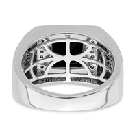 IBGoodman 14K White Gold 0.50 Carat Lab Grown Diamond VS SI+ G+ and Onyx Side Cross Men's Ring view 5