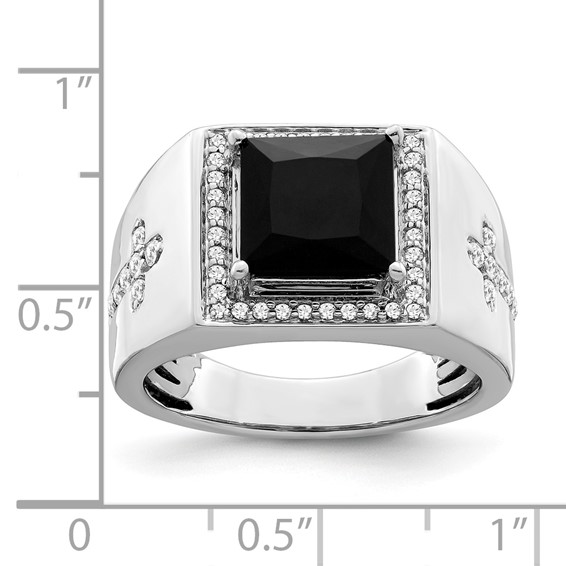 Gold Diamond and Oynx Mens Ring