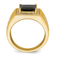 IBGoodman 14K Yellow Gold 0.50 Carat Lab Grown Diamond VS SI+ G+ and Onyx Side Cross Men's Ring view 2