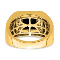 IBGoodman 14K Yellow Gold 0.50 Carat Lab Grown Diamond VS SI+ G+ and Onyx Side Cross Men's Ring view 5
