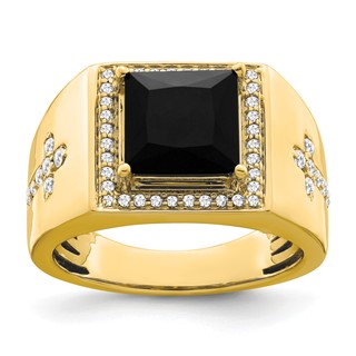 Onyx and Diamond Mens Cross Rings