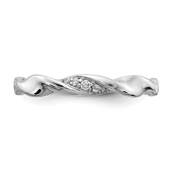 14k White Gold 1/20 carat Diamond Fancy Twist Ring