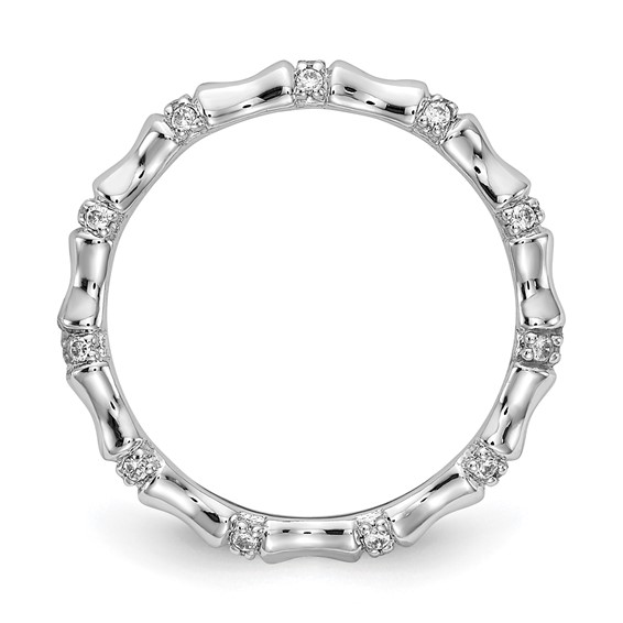 14k White Gold 3mm 1/5 carat Diamond Fancy Bamboo Band