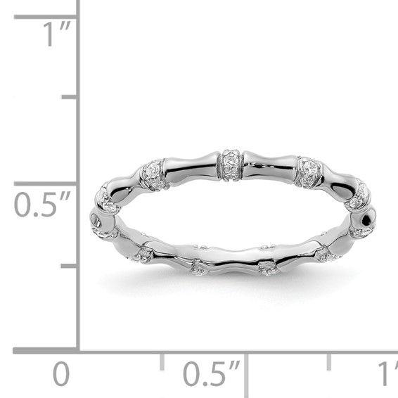 14k White Gold 3mm 1/5 carat Diamond Fancy Bamboo Band