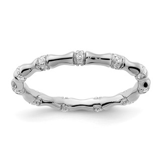 14k White Gold 3mm 1/5 carat Diamond Fancy Bamboo Band