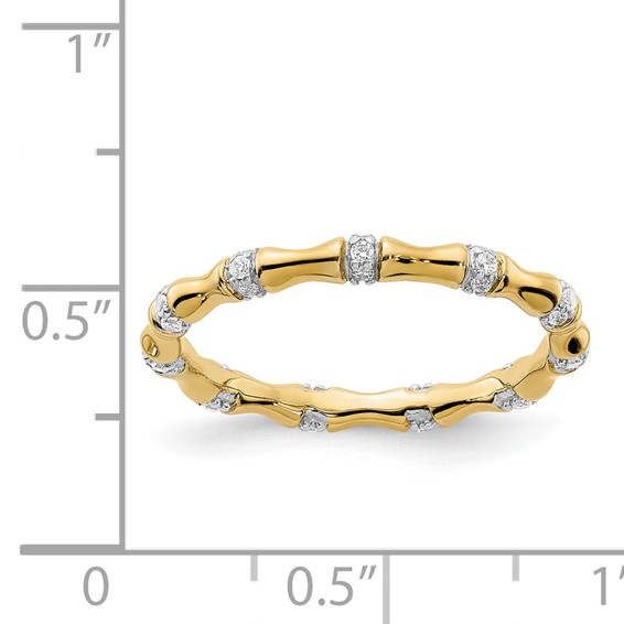 14k 3mm 1/5 carat Diamond Fancy Bamboo Band