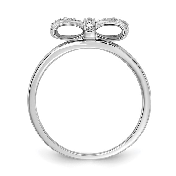14k White Gold 1/15 carat Diamond Bow Ring