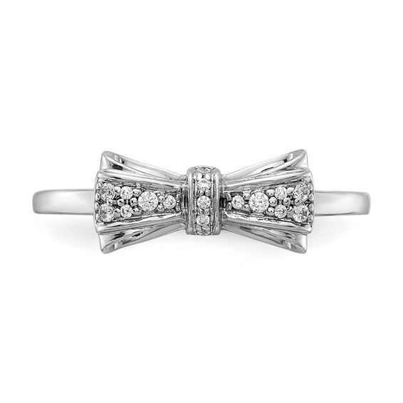 14k White Gold 1/15 carat Diamond Bow Ring