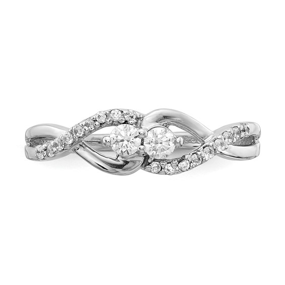 14k White Gold 2-Stone 1/4 carat Diamond Fancy Ring