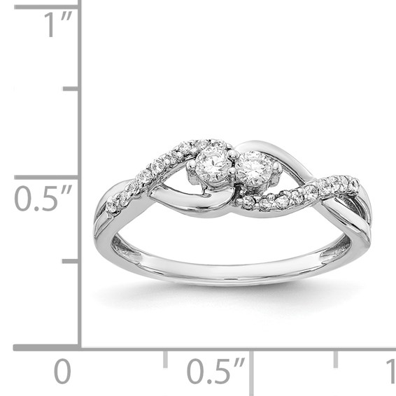 14k White Gold 2-Stone 1/4 carat Diamond Fancy Ring