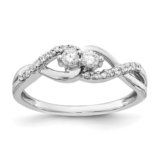 14k White Gold 2-Stone 1/4 carat Diamond Fancy Ring