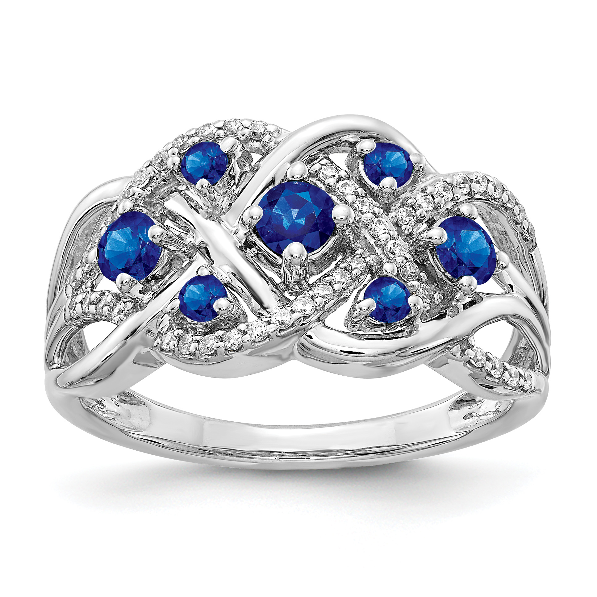 14k White Gold Diamond and Sapphire Fancy Ring (RM3841-SA-018-WA)