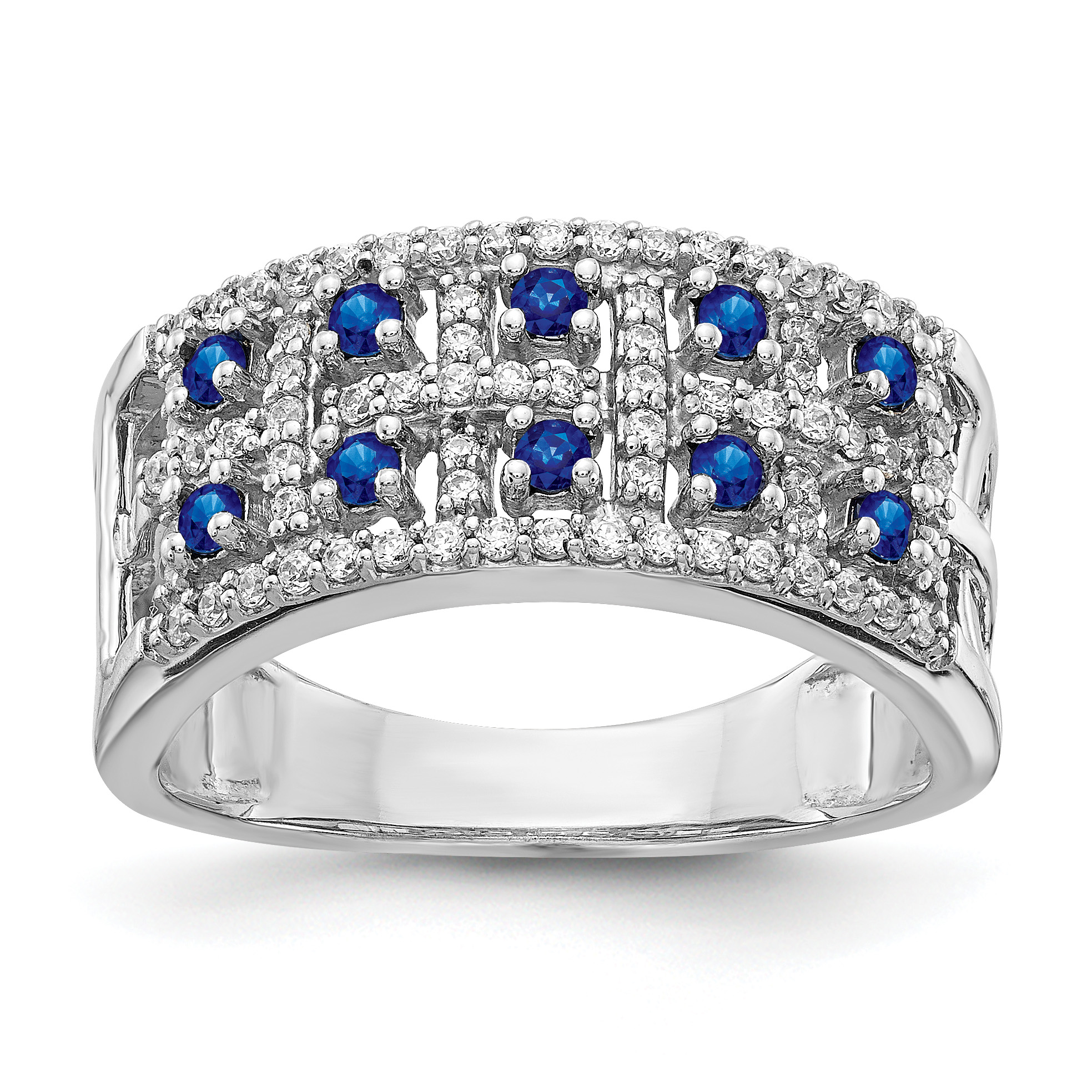 14k White Gold Diamond and Sapphire Fancy Ring (RM3842-SA-035-WA)