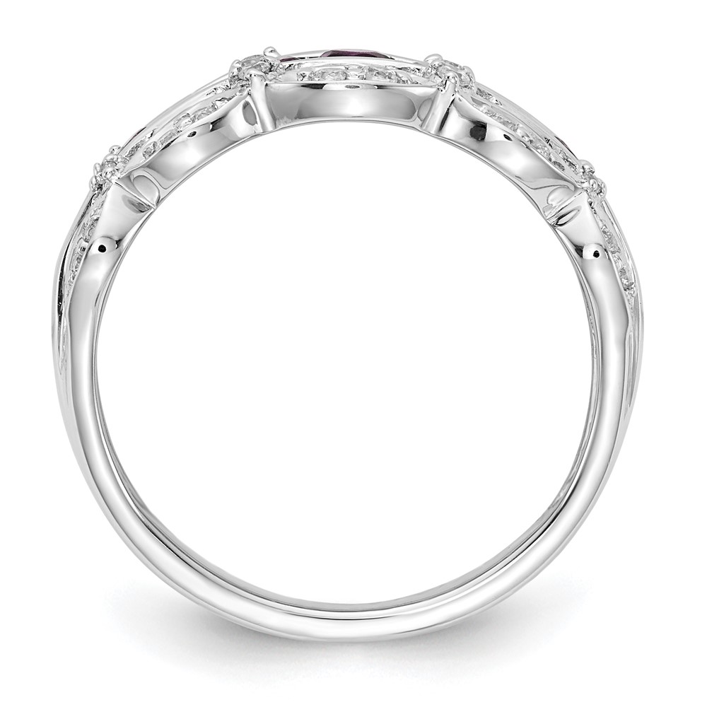 14k White Gold 1/5 carat Lab Grown Diamond VS/SI+ G+ and Lab Created Ruby Complete Fancy Ring (RM3846-CRU-020-WLG)