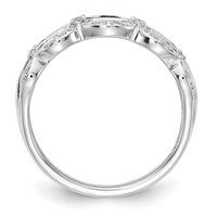 14K White Gold 0.20 Carat Lab Grown Diamond VS SI+ G+ and Lab Created Ruby Complete Fancy Ring view 2