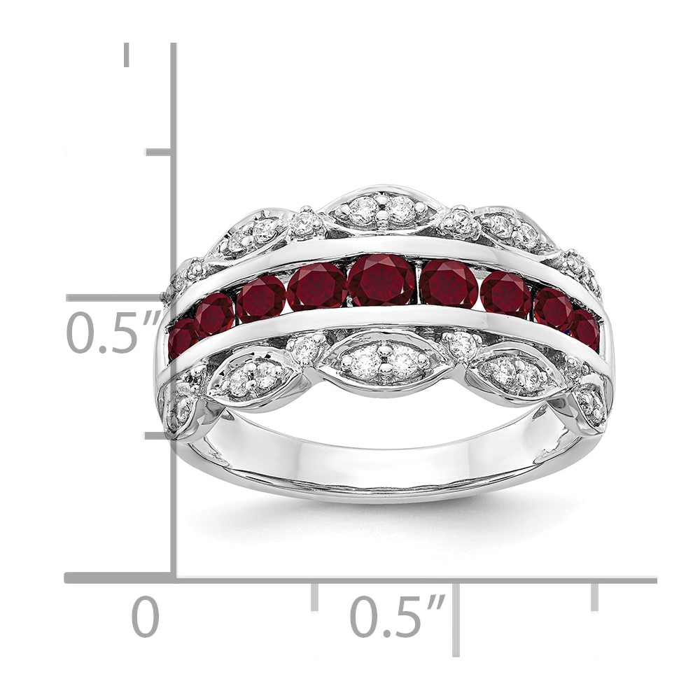 14k White Gold 1/5 carat Lab Grown Diamond VS/SI+ G+ and Lab Created Ruby Complete Fancy Ring (RM3846-CRU-020-WLG)