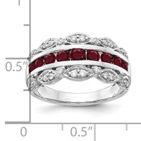 14K White Gold 0.20 Carat Lab Grown Diamond VS SI+ G+ and Lab Created Ruby Complete Fancy Ring view 5