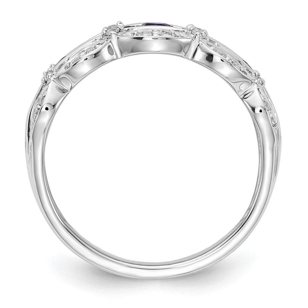 14k White Gold 1/5 carat Lab Grown Diamond VS/SI+ G+ and Lab Created Blue Sapphire Complete Fancy Ring (RM3846-CSA-020-WLG)