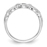 14K White Gold 0.20 Carat Lab Grown Diamond VS SI+ G+ and Lab Created Blue Sapphire Complete Fancy Ring view 2