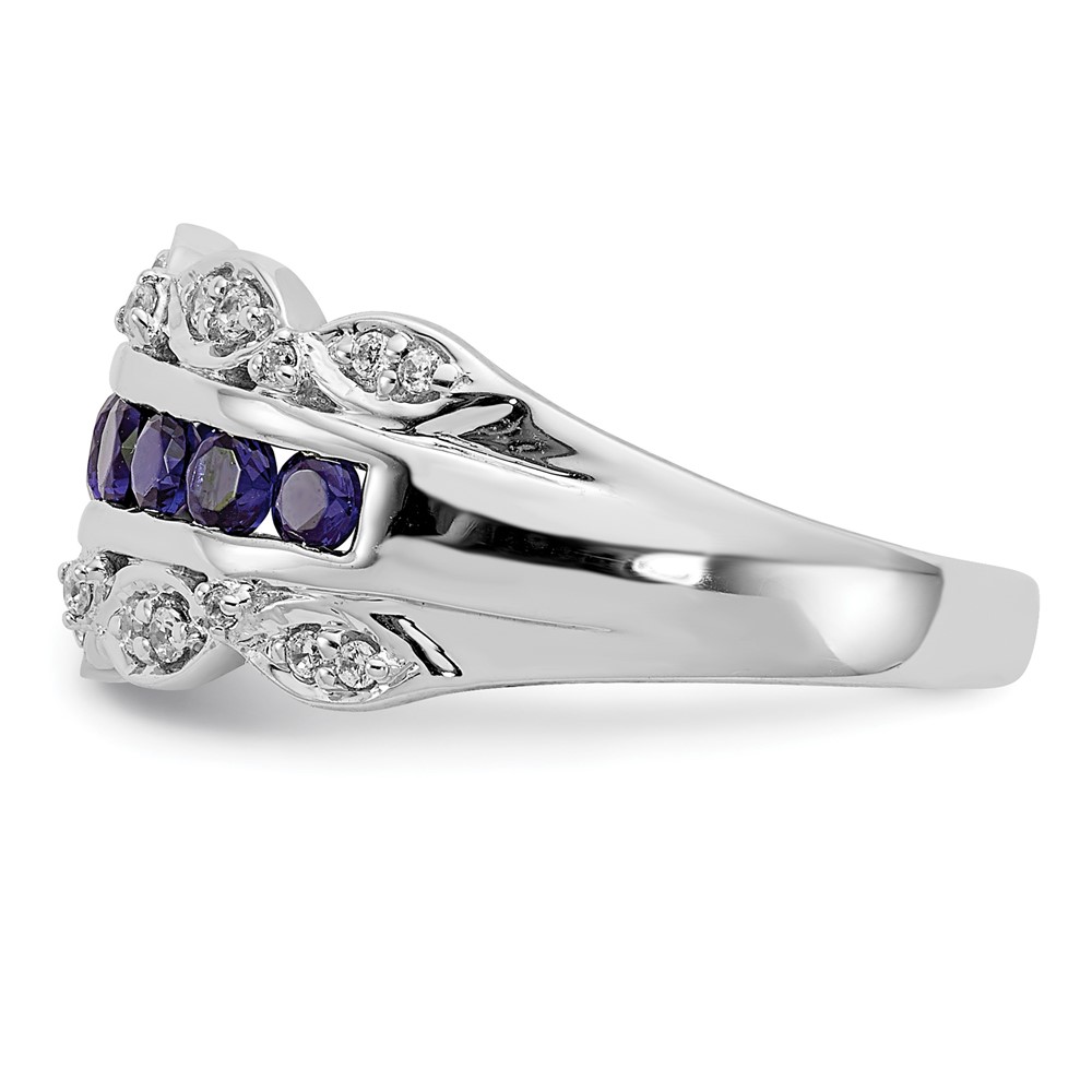 14k White Gold 1/5 carat Lab Grown Diamond VS/SI+ G+ and Lab Created Blue Sapphire Complete Fancy Ring (RM3846-CSA-020-WLG)