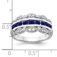 14K White Gold 0.20 Carat Lab Grown Diamond VS SI+ G+ and Lab Created Blue Sapphire Complete Fancy Ring view 5