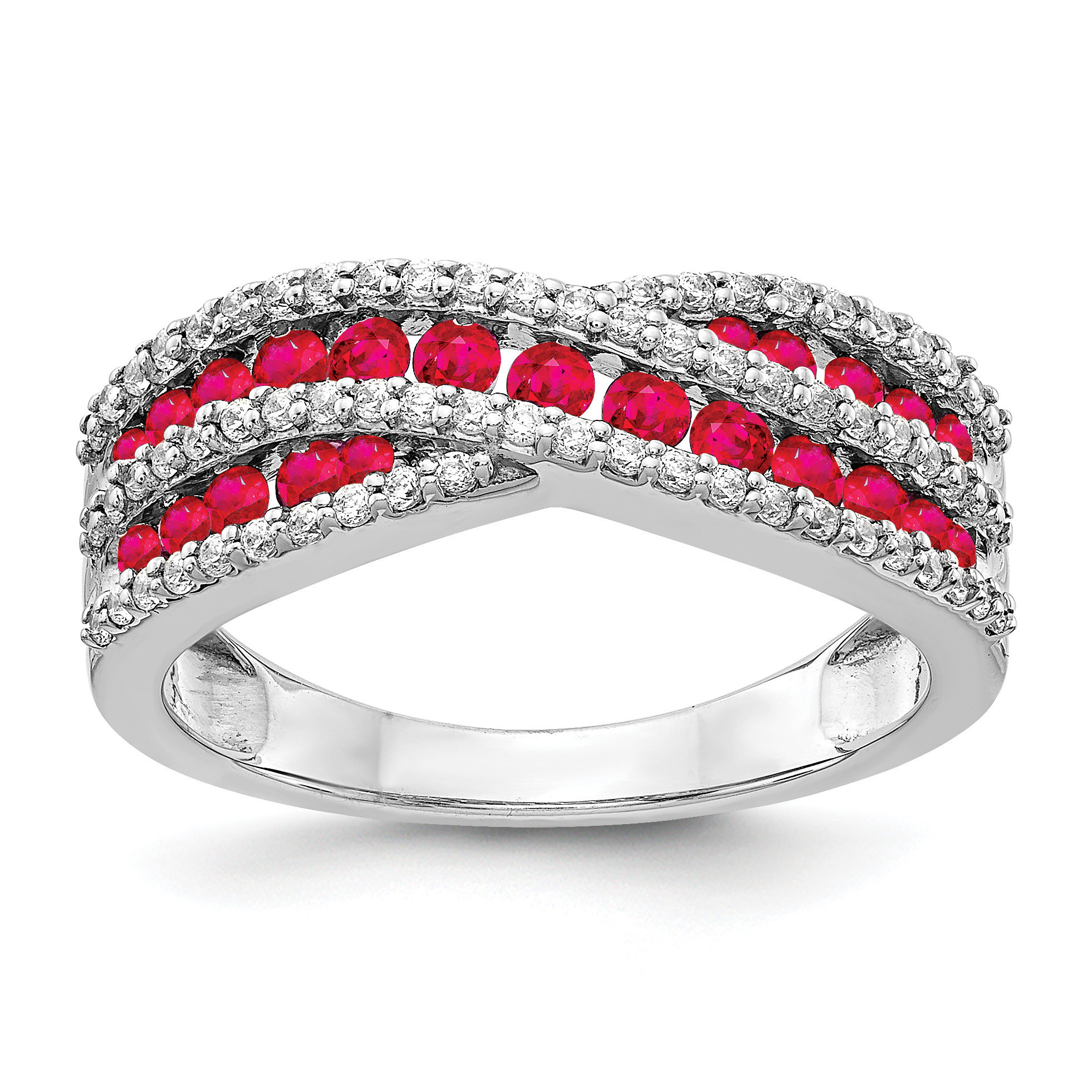 14k White Gold Diamond and Ruby Fancy Ring (RM3847-RU-033-WA)