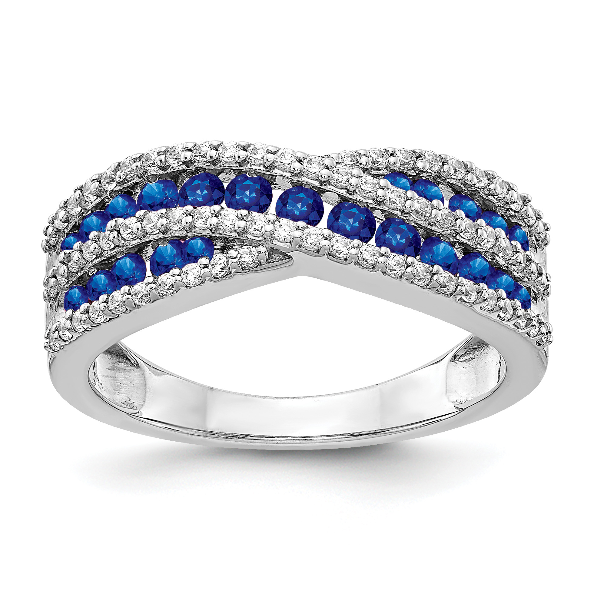 14k White Gold Diamond and Sapphire Fancy Ring (RM3847-SA-033-WA)
