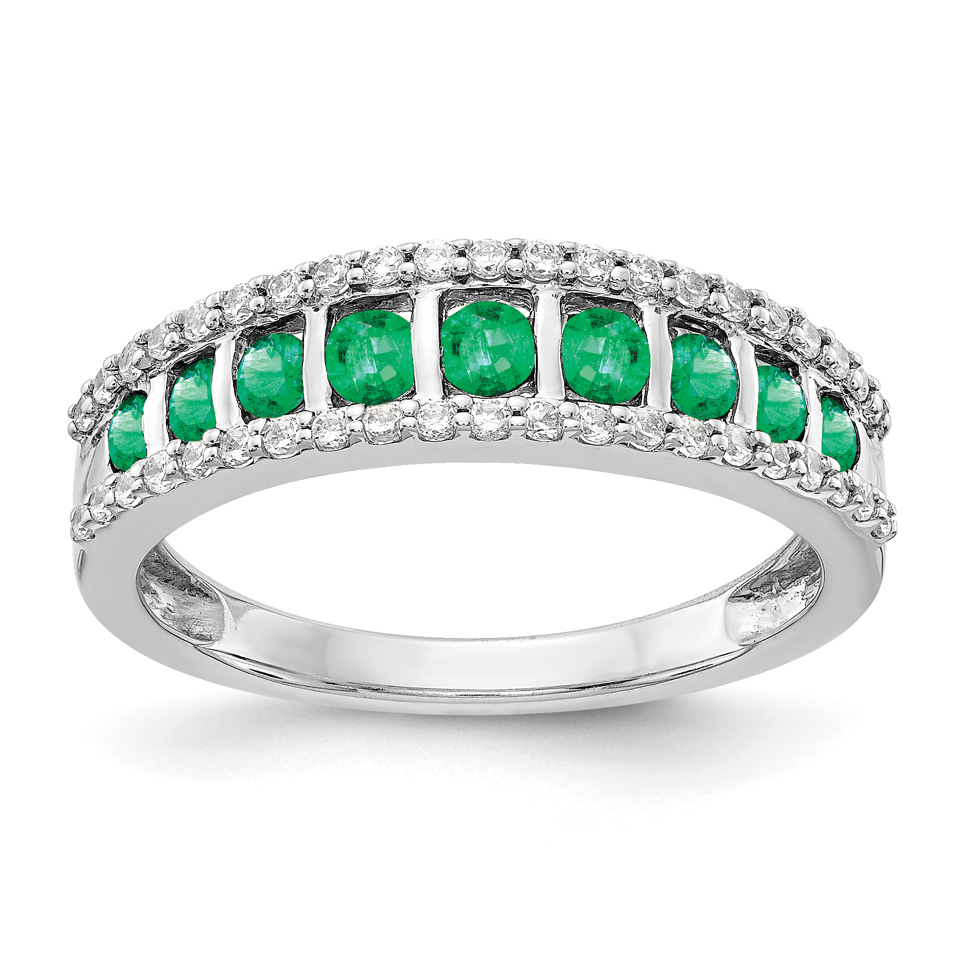 14k White Gold Diamond and Emerald Fancy Ring (RM3849-EM-025-WA)
