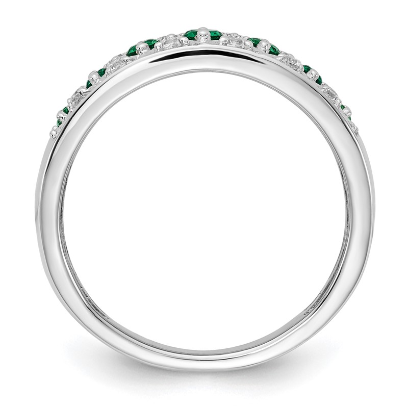 14k White Gold 1/5 carat Lab Grown Diamond VS/SI+ G+ and Lab Created Emerald Complete Fancy Ring
