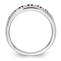 14K White Gold 0.20 Carat Lab Grown Diamond VS SI+ G+ and Lab Created Ruby Complete Fancy Ring view 2