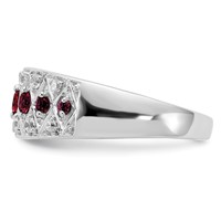 14K White Gold 0.20 Carat Lab Grown Diamond VS SI+ G+ and Lab Created Ruby Complete Fancy Ring view 3