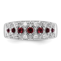 14K White Gold 0.20 Carat Lab Grown Diamond VS SI+ G+ and Lab Created Ruby Complete Fancy Ring view 4