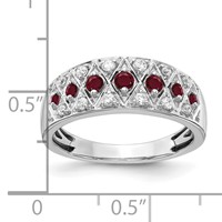 14K White Gold 0.20 Carat Lab Grown Diamond VS SI+ G+ and Lab Created Ruby Complete Fancy Ring view 5