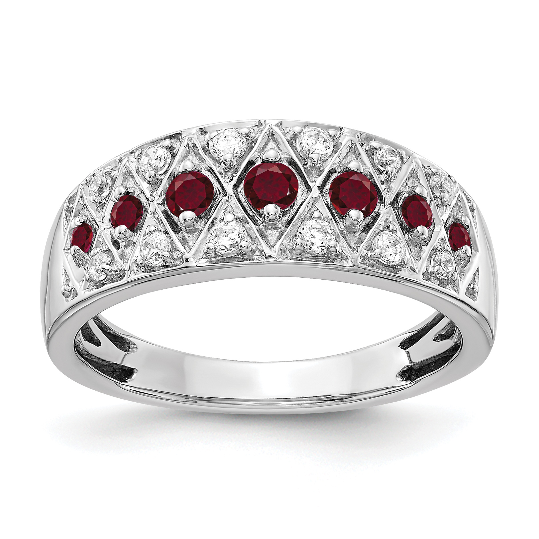 14k White Gold 1/5 carat Lab Grown Diamond VS/SI+ G+ and Lab Created Ruby Complete Fancy Ring (RM3850-CRU-020-WLG)