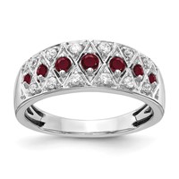 14K White Gold 0.20 Carat Lab Grown Diamond VS SI+ G+ and Lab Created Ruby Complete Fancy Ring view 1